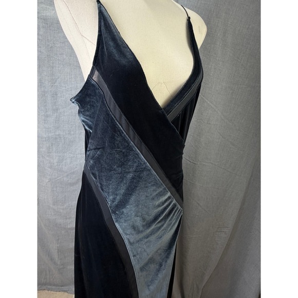 Intimately Free People Slate Blue Velvet Slip Gown L Bias Cut - Picture 2 of 16
